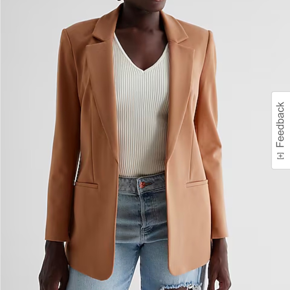 Express Columnist Shine Open Front Blazer